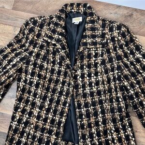 Talbots Black and Cream Textured Coat Boucle blazer